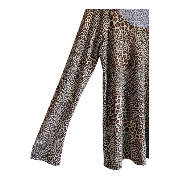 NORMA KAMALI Women's Plus 2X XXL Tunic Top Leopard Jersey Knit Long Sleeve 42" - Picture 4 of 6